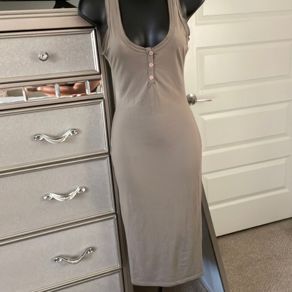 Olive green midi dress